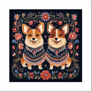 Scandinavian Corgis Posters and Art